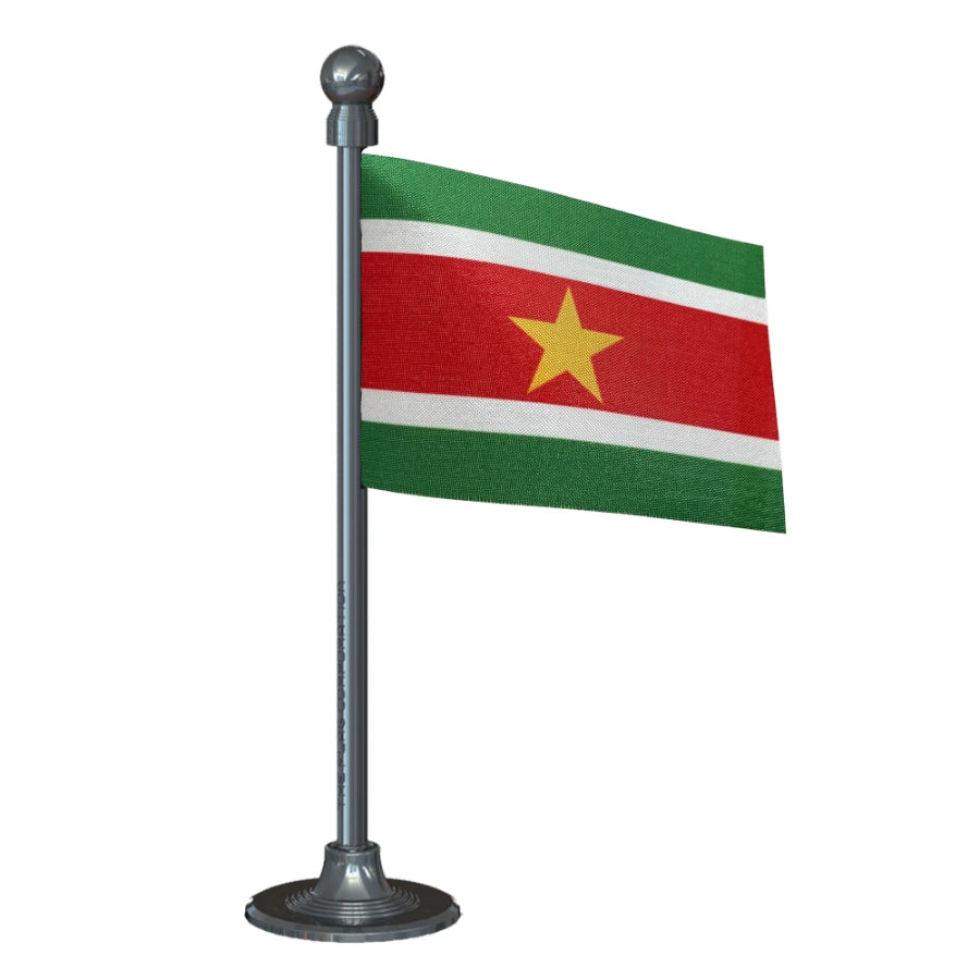 Suriname Car Dashboard Flag of 2in x 3in With A Steel or Plastic Base
