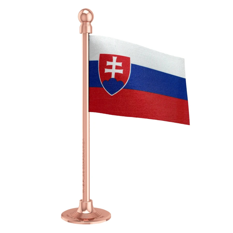 Slovakia Car Dashboard Flag of 2in x 3in With A Steel or Plastic Base