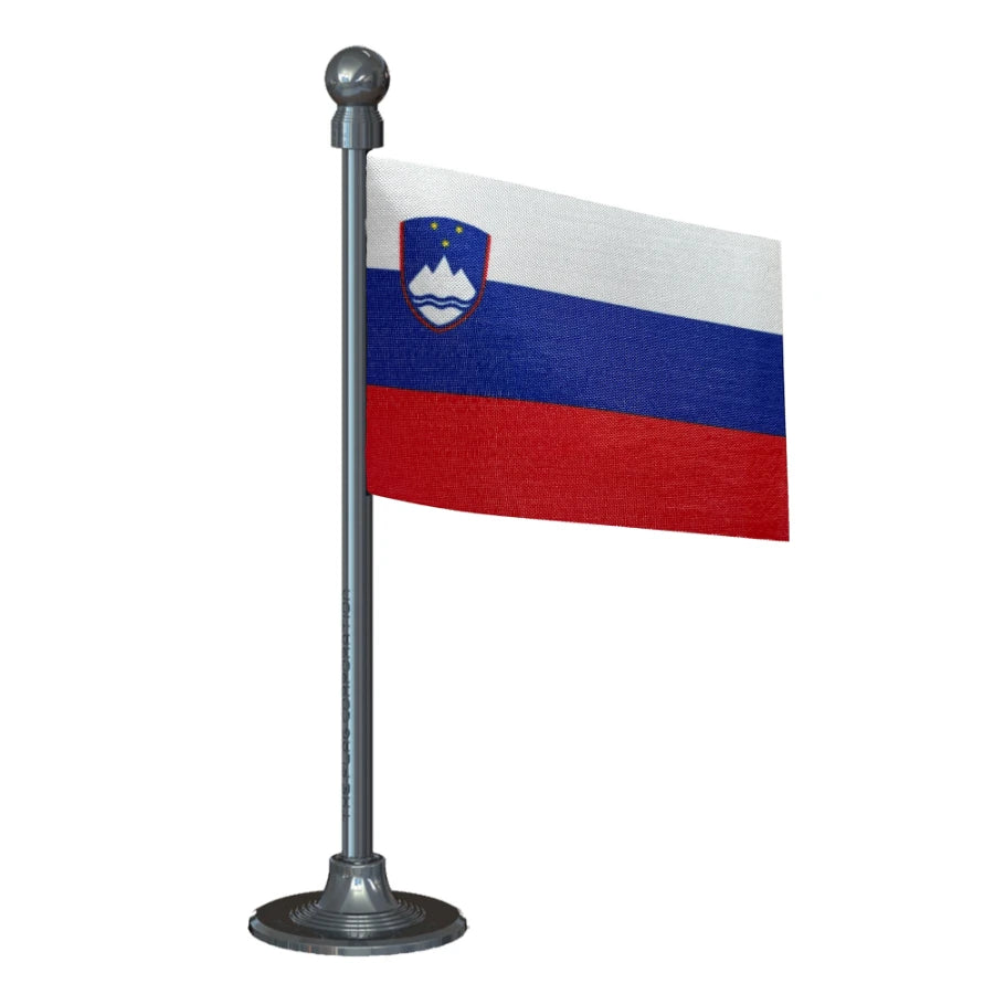 Slovenia Car Dashboard Flag of 2in x 3in With A Steel or Plastic Base