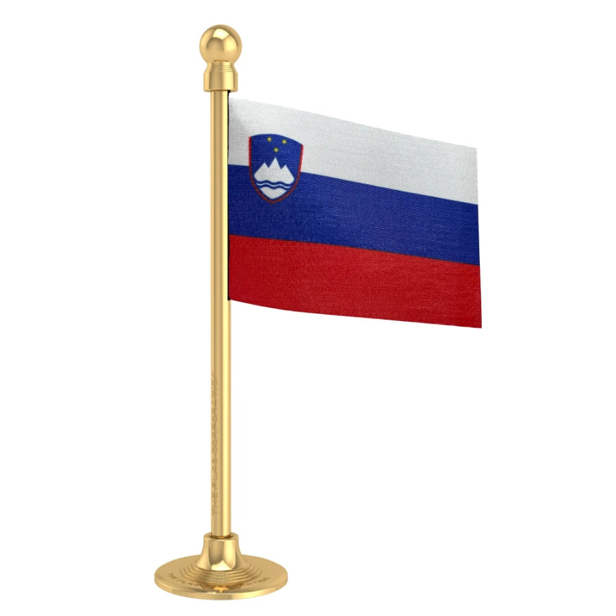 Slovenia Car Dashboard Flag of 2in x 3in With A Steel or Plastic Base