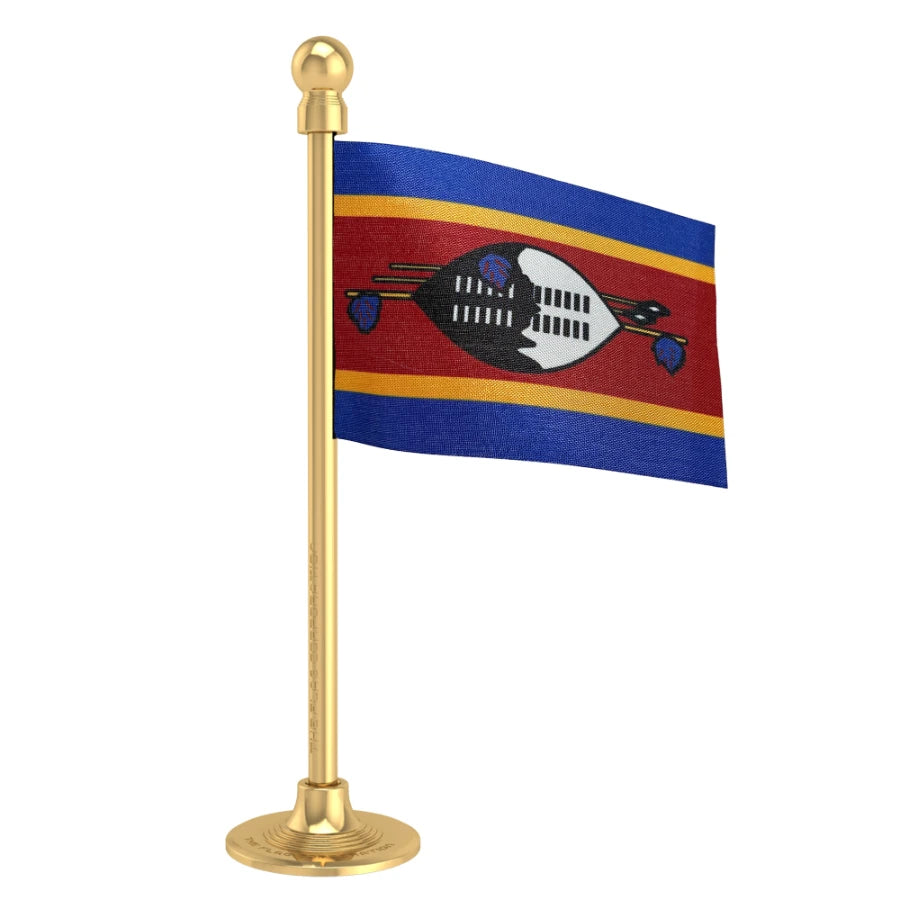 Swaziland Car Dashboard Flag of 2in x 3in With A Steel or Plastic Base
