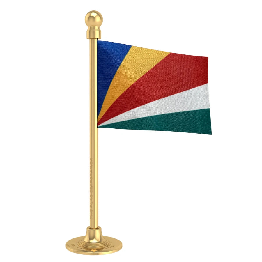 Seychelles Car Dashboard Flag of 2in x 3in With A Steel or Plastic Base