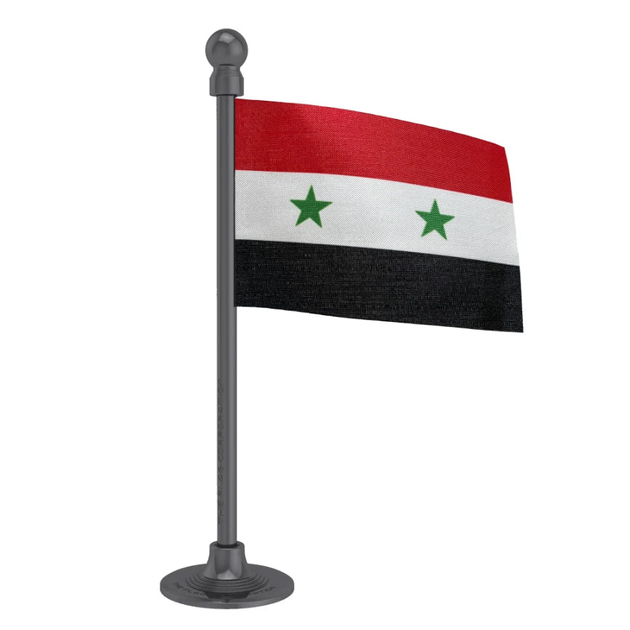 Syria Car Dashboard Flag of 2in x 3in With A Steel or Plastic Base