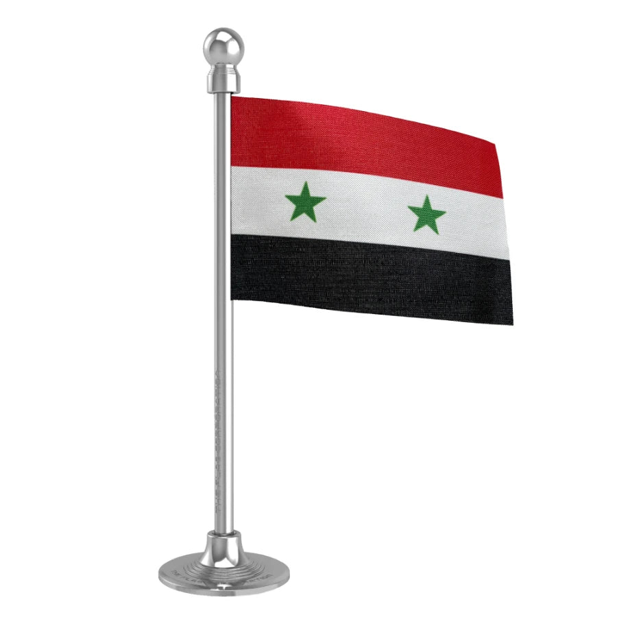 Syria Car Dashboard Flag of 2in x 3in With A Steel or Plastic Base