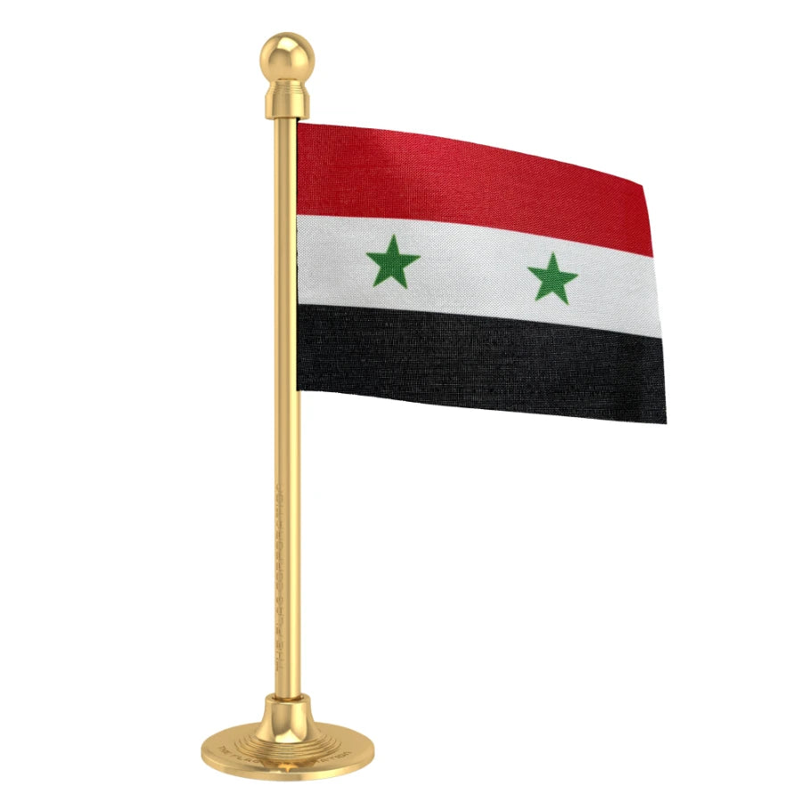 Syria Car Dashboard Flag of 2in x 3in With A Steel or Plastic Base
