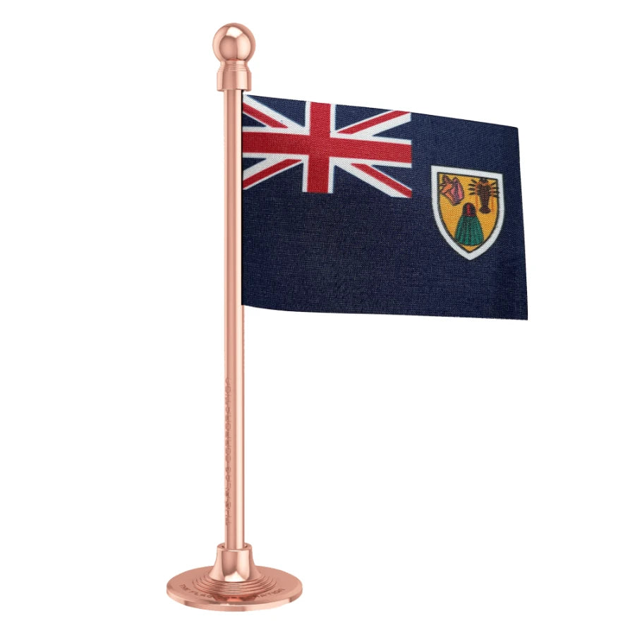 Turks & Caicos Islands Car Dashboard Flag of 2in x 3in With A Steel or Plastic Base
