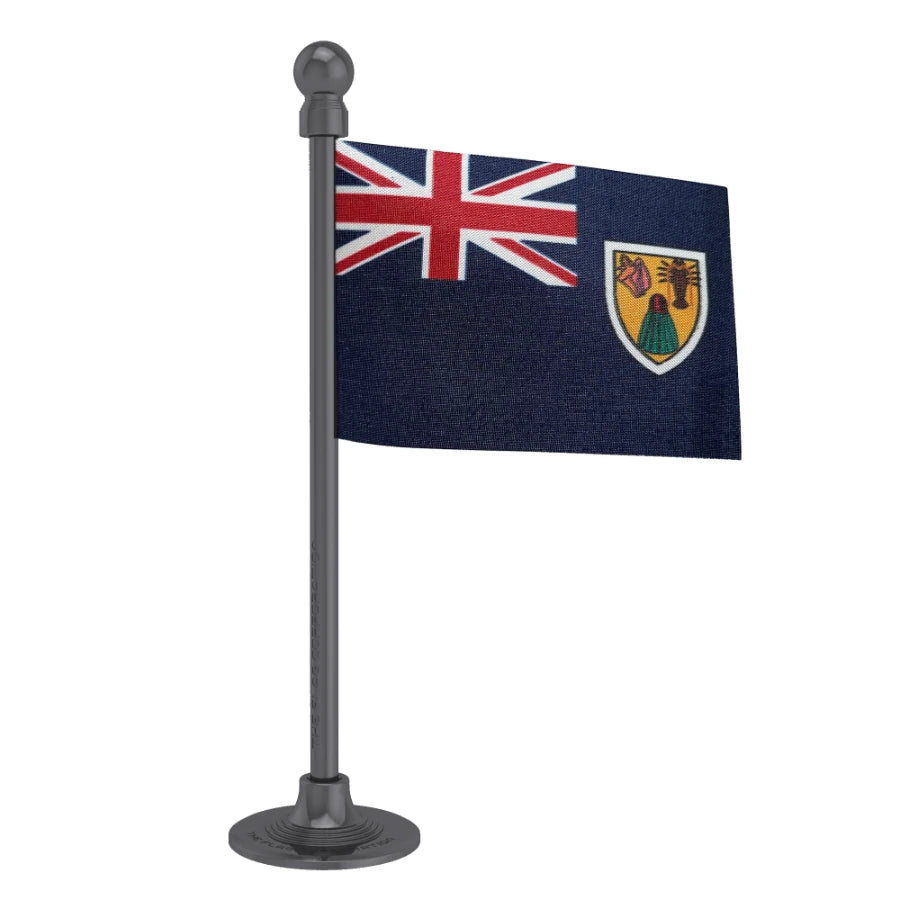 Turks & Caicos Islands Car Dashboard Flag of 2in x 3in With A Steel or Plastic Base