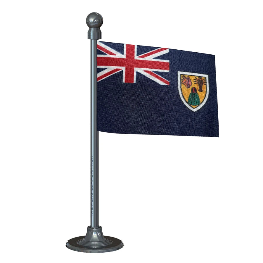 Turks & Caicos Islands Car Dashboard Flag of 2in x 3in With A Steel or Plastic Base
