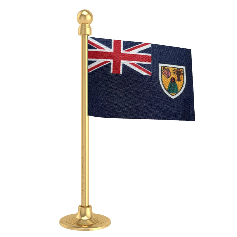 Turks & Caicos Islands Car Dashboard Flag of 2in x 3in With A Steel or Plastic Base