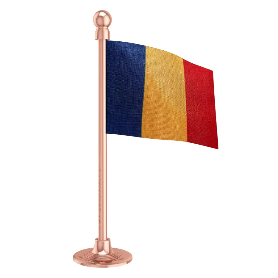 Chad Car Dashboard Flag of 2in x 3in With A Steel or Plastic Base
