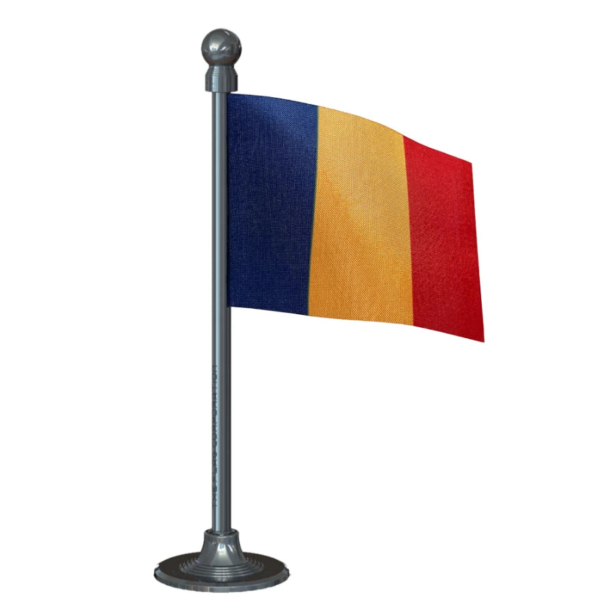 Chad Car Dashboard Flag of 2in x 3in With A Steel or Plastic Base