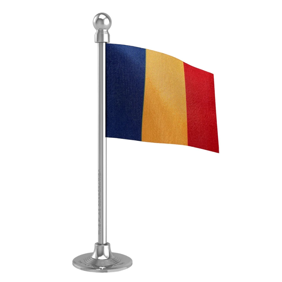 Chad Car Dashboard Flag of 2in x 3in With A Steel or Plastic Base