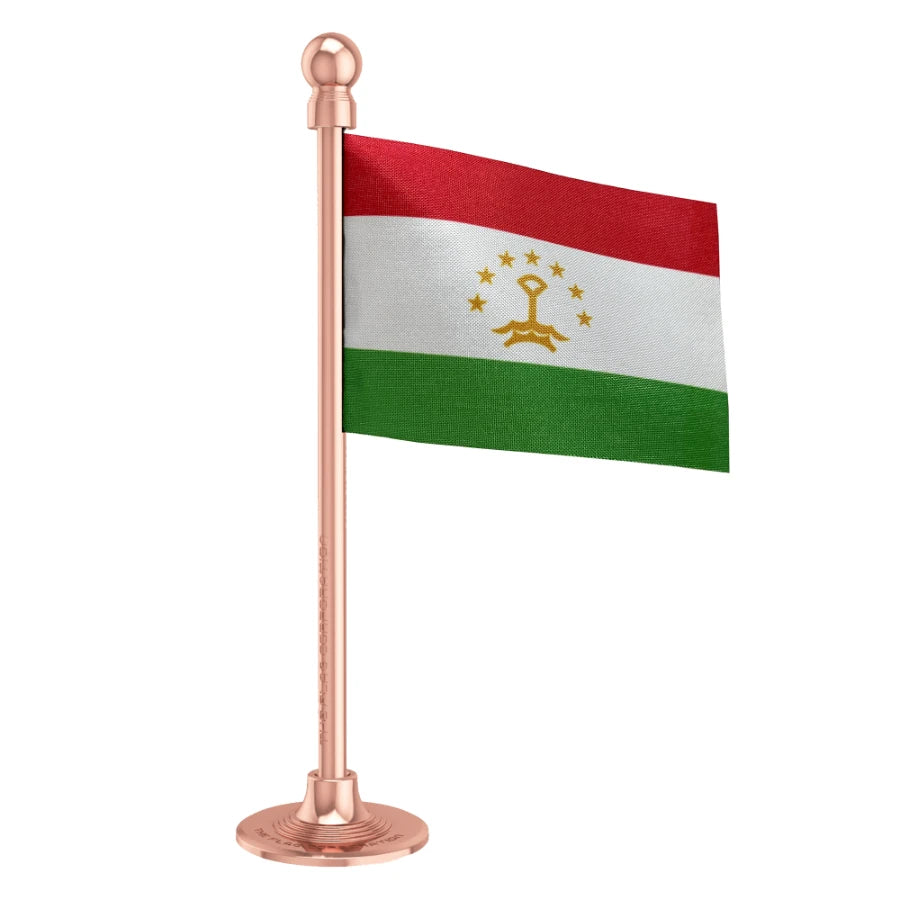 Tajikistan Car Dashboard Flag of 2in x 3in With A Steel or Plastic Base