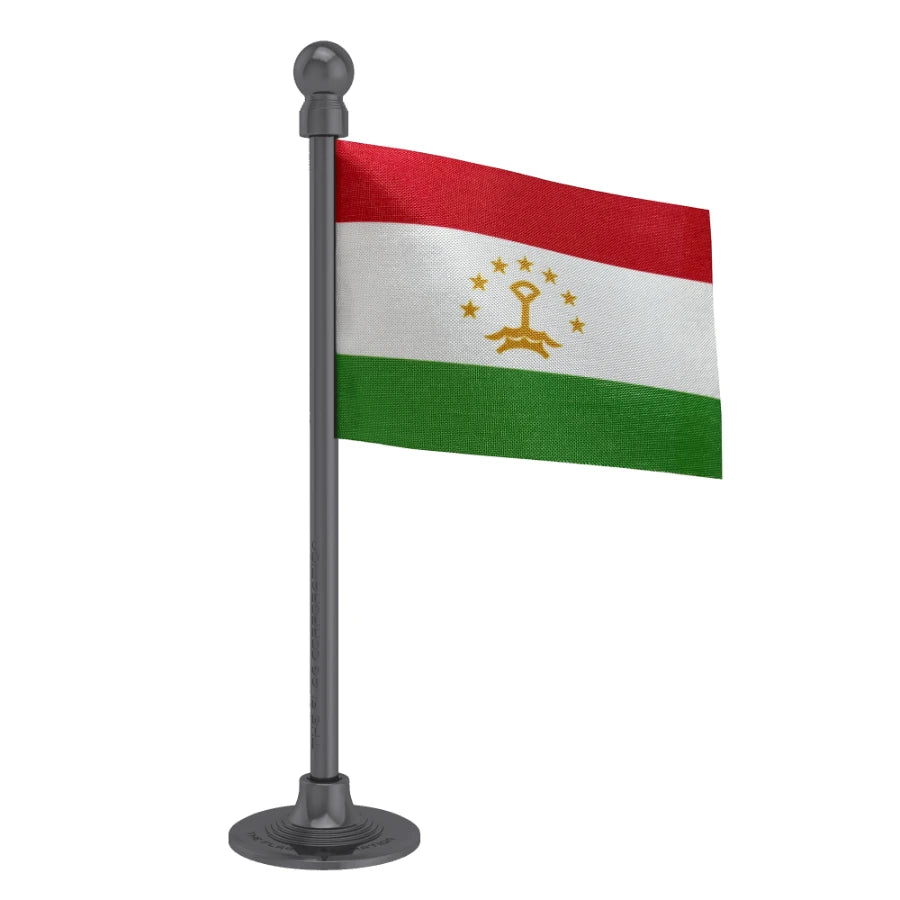 Tajikistan Car Dashboard Flag of 2in x 3in With A Steel or Plastic Base