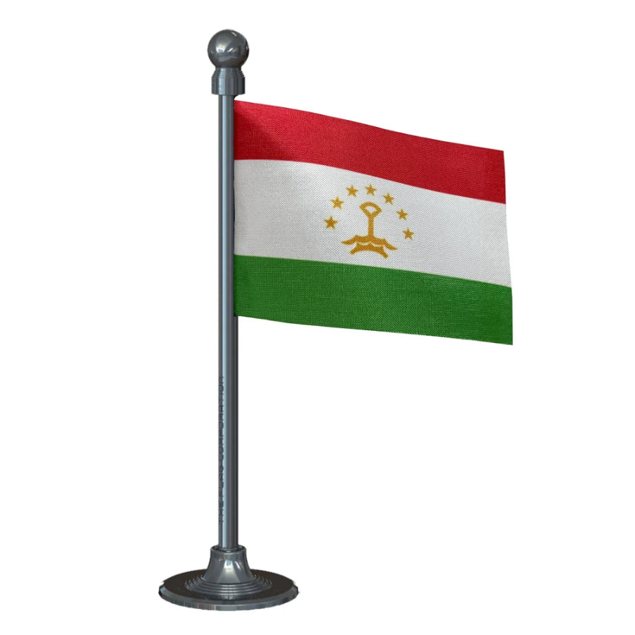 Tajikistan Car Dashboard Flag of 2in x 3in With A Steel or Plastic Base