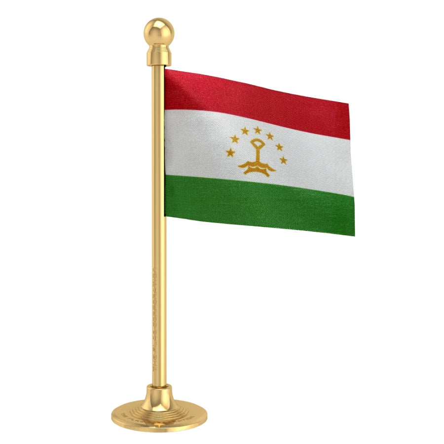 Tajikistan Car Dashboard Flag of 2in x 3in With A Steel or Plastic Base