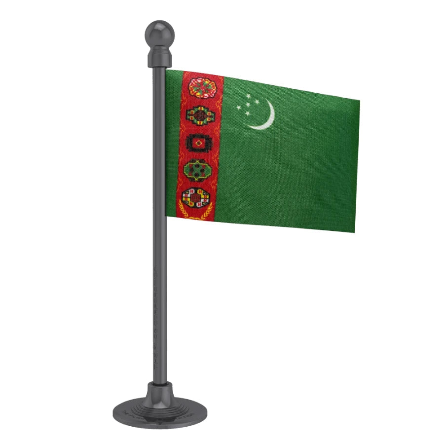 Turkmenistan Car Dashboard Flag of 2in x 3in With A Steel or Plastic Base