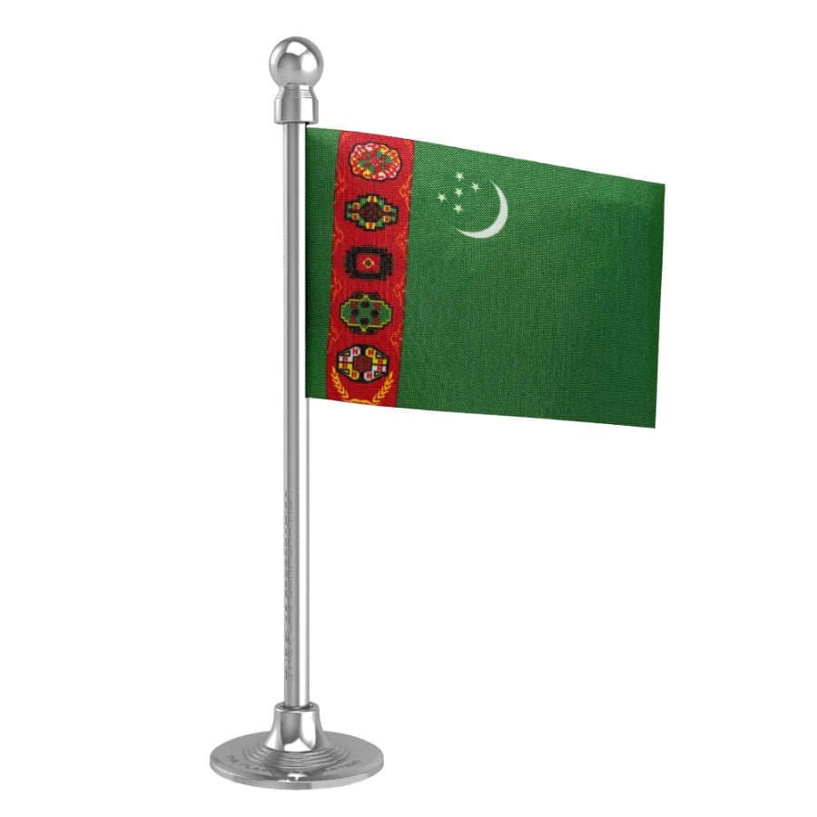 Turkmenistan Car Dashboard Flag of 2in x 3in With A Steel or Plastic Base
