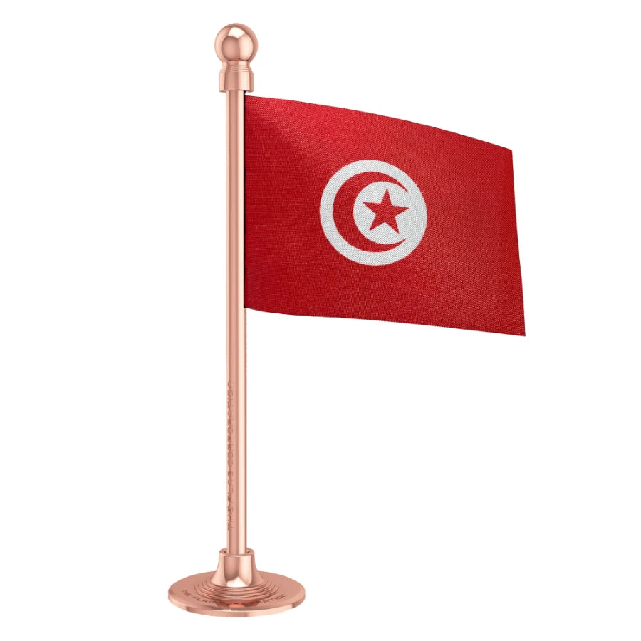 Tunisia Car Dashboard Flag of 2in x 3in With A Steel or Plastic Base