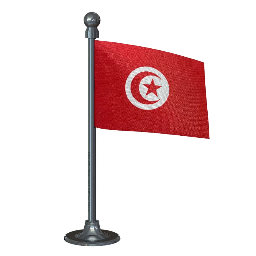 Tunisia Car Dashboard Flag of 2in x 3in With A Steel or Plastic Base
