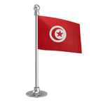 Tunisia Car Dashboard Flag of 2in x 3in With A Steel or Plastic Base