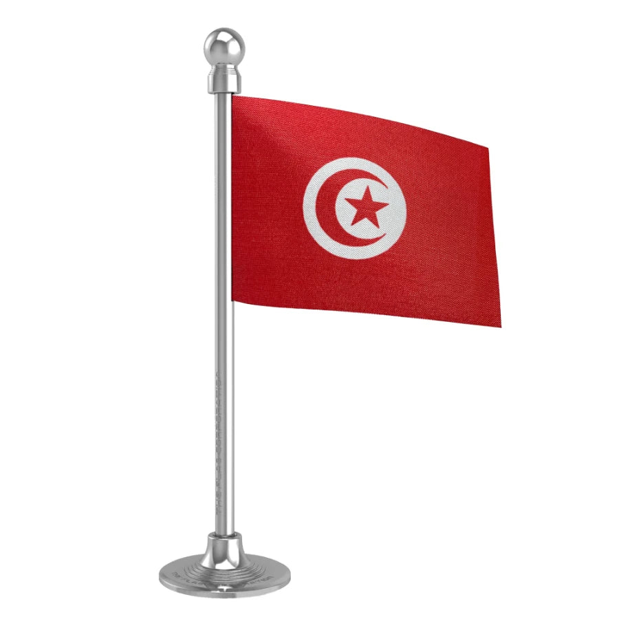 Tunisia Car Dashboard Flag of 2in x 3in With A Steel or Plastic Base