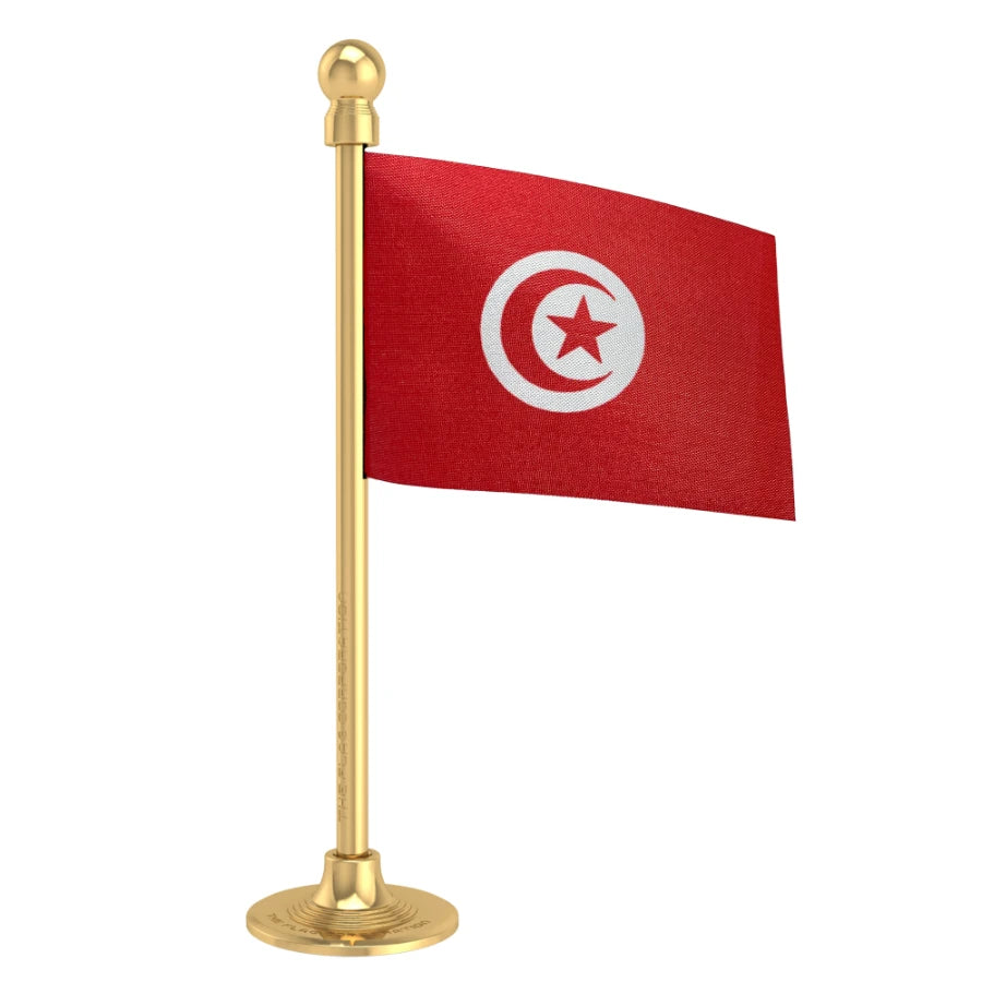 Tunisia Car Dashboard Flag of 2in x 3in With A Steel or Plastic Base
