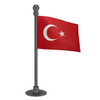 Turkey Car Dashboard Flag of 2in x 3in With A Steel or Plastic Base