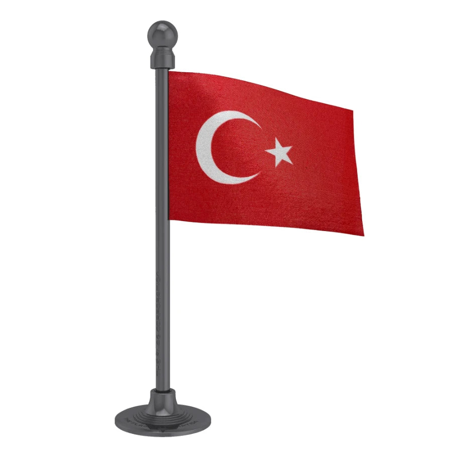 Turkey Car Dashboard Flag of 2in x 3in With A Steel or Plastic Base
