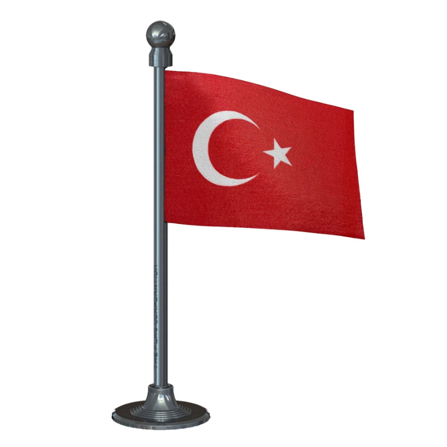 Turkey Car Dashboard Flag of 2in x 3in With A Steel or Plastic Base