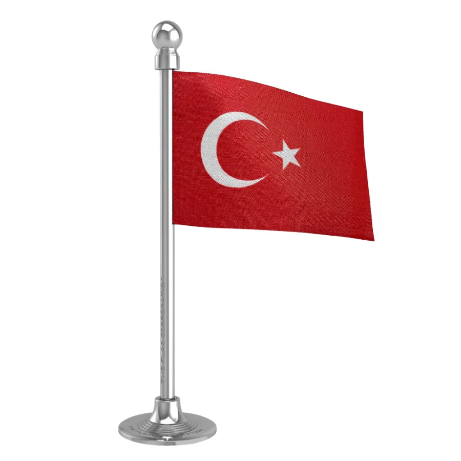 Turkey Car Dashboard Flag of 2in x 3in With A Steel or Plastic Base