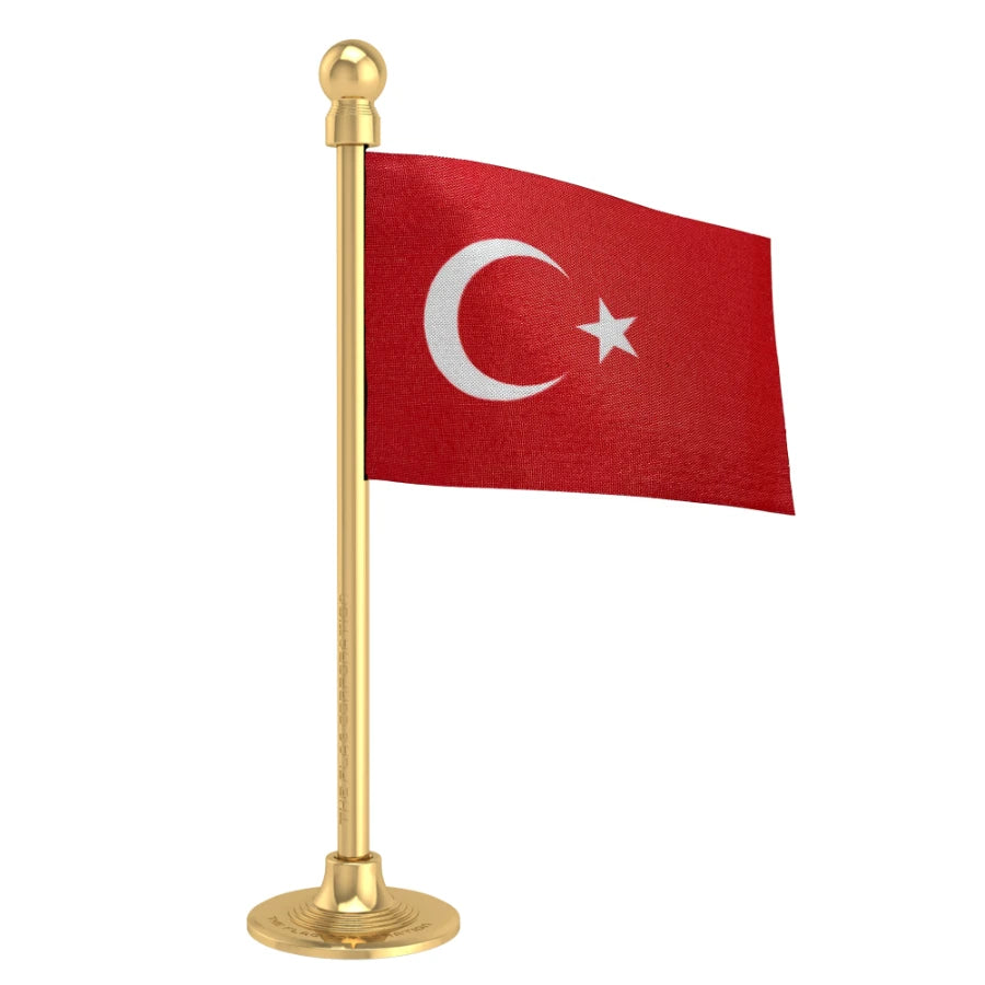 Turkey Car Dashboard Flag of 2in x 3in With A Steel or Plastic Base