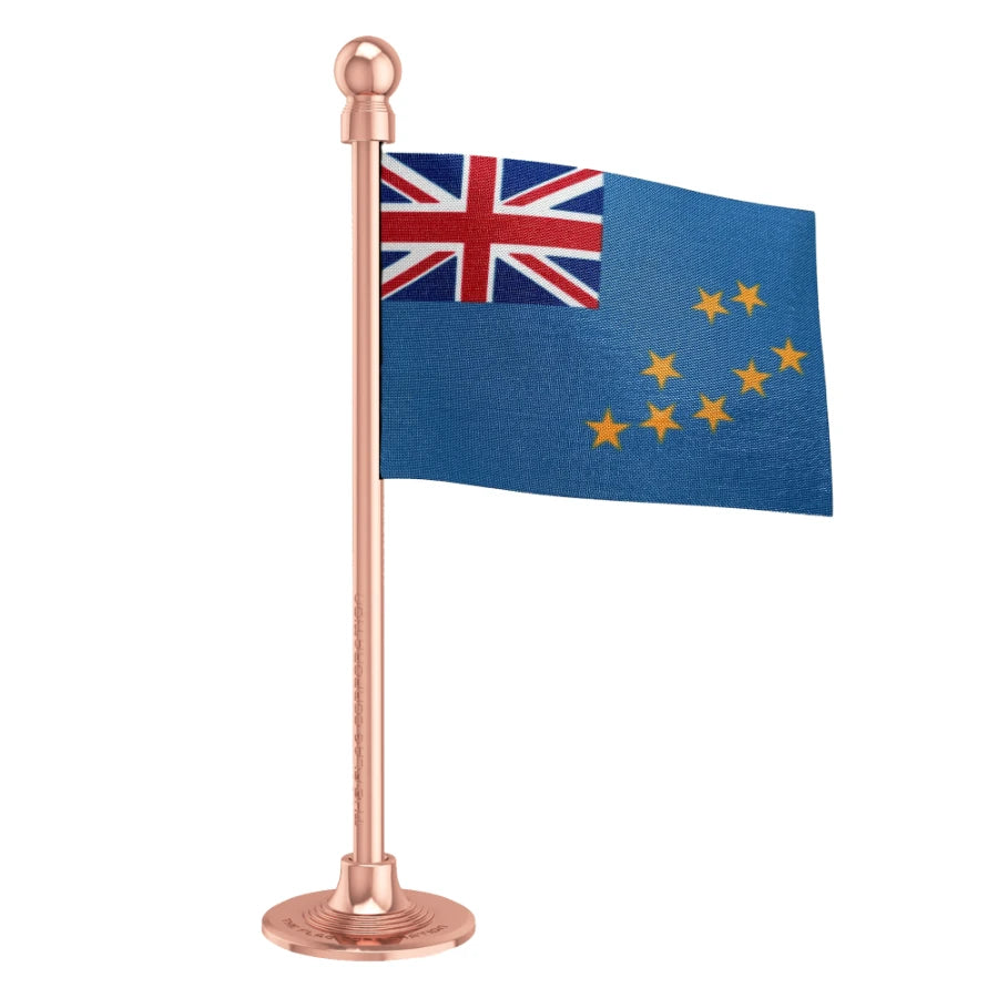 Tuvalu Car Dashboard Flag of 2in x 3in With A Steel or Plastic Base