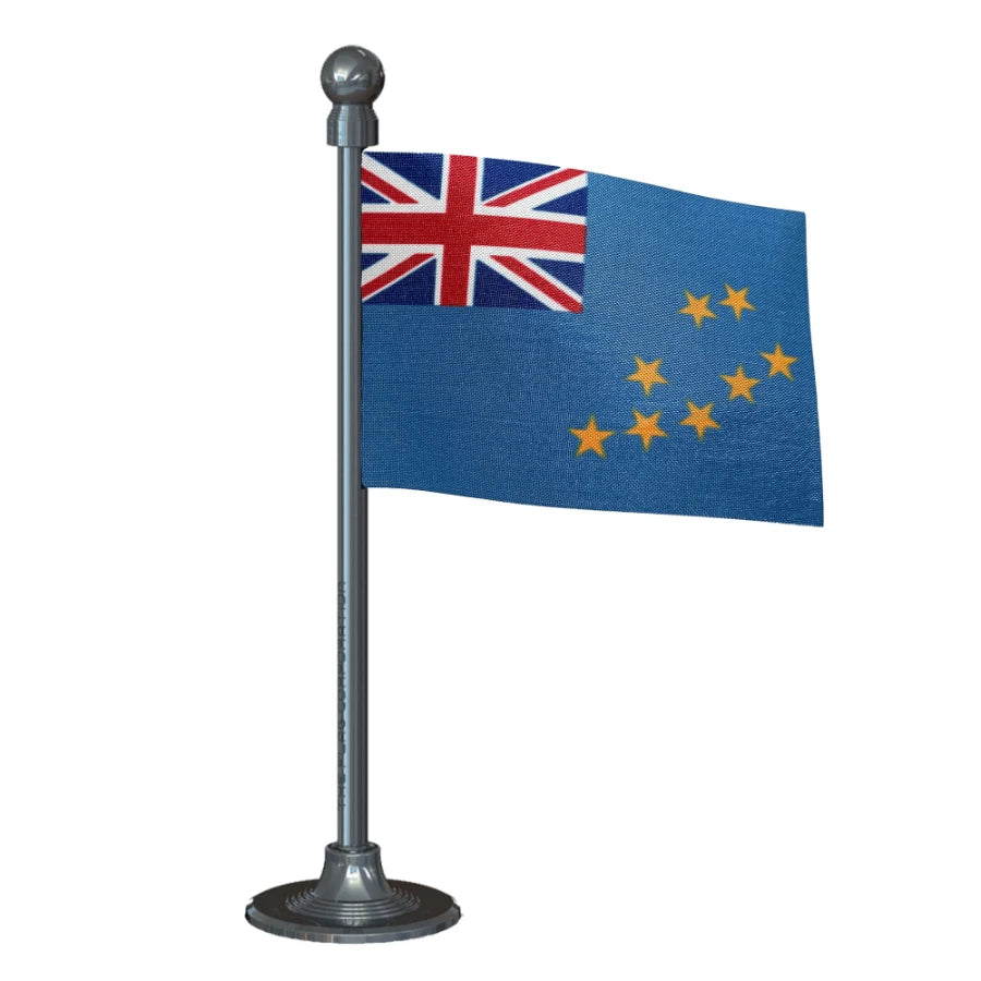 Tuvalu Car Dashboard Flag of 2in x 3in With A Steel or Plastic Base