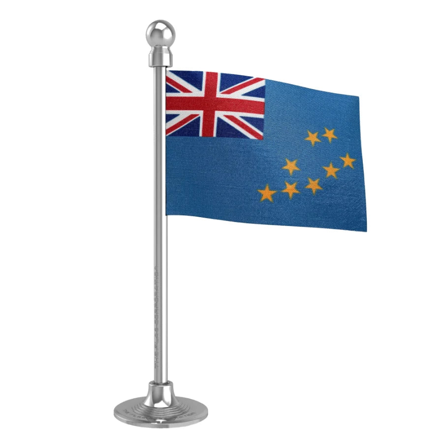 Tuvalu Car Dashboard Flag of 2in x 3in With A Steel or Plastic Base