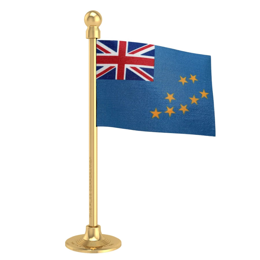 Tuvalu Car Dashboard Flag of 2in x 3in With A Steel or Plastic Base