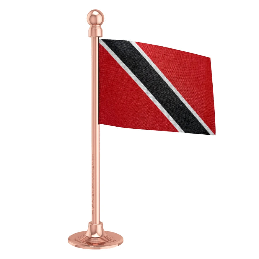 Trinidad & Tobago Car Dashboard Flag of 2in x 3in With A Steel or Plastic Base