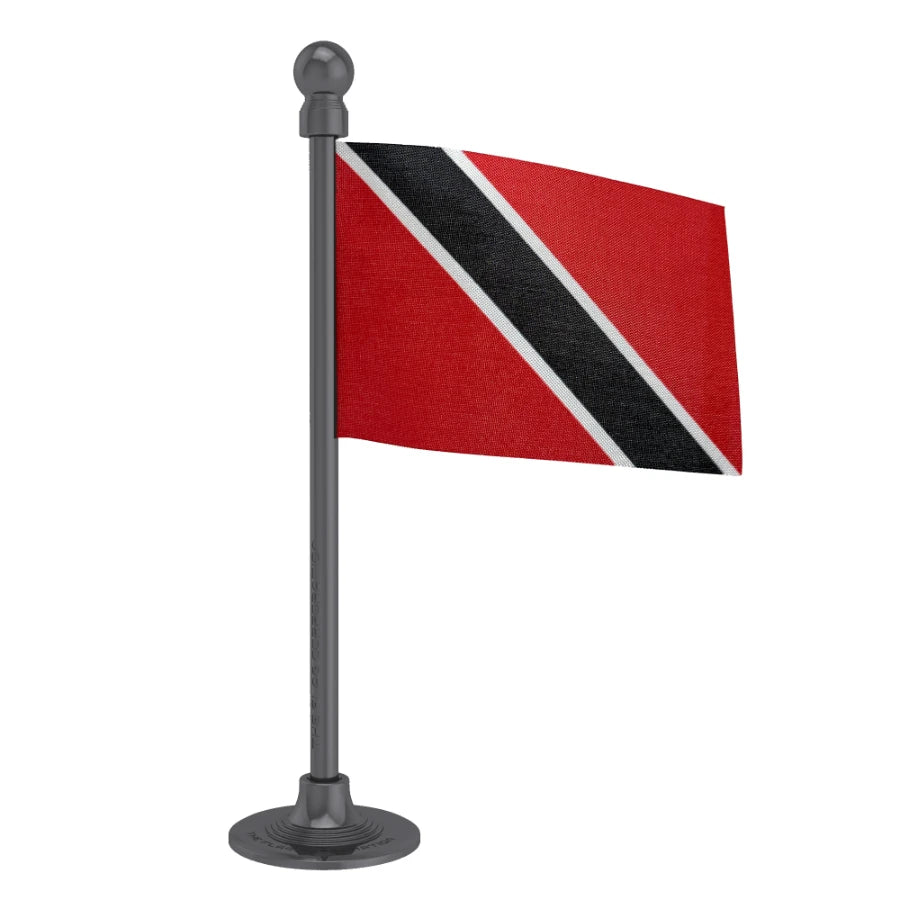 Trinidad & Tobago Car Dashboard Flag of 2in x 3in With A Steel or Plastic Base