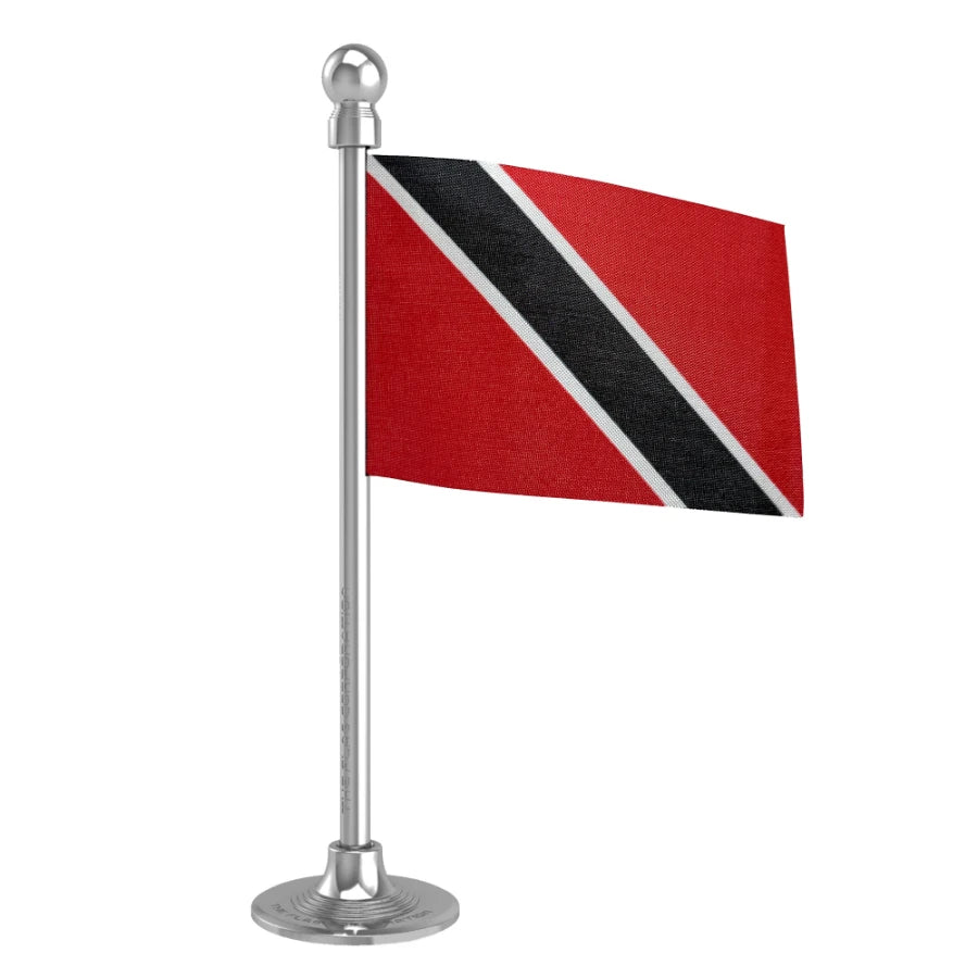 Trinidad & Tobago Car Dashboard Flag of 2in x 3in With A Steel or Plastic Base