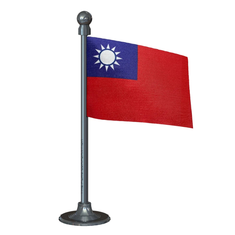 Taiwan Car Dashboard Flag of 2in x 3in With A Steel or Plastic Base