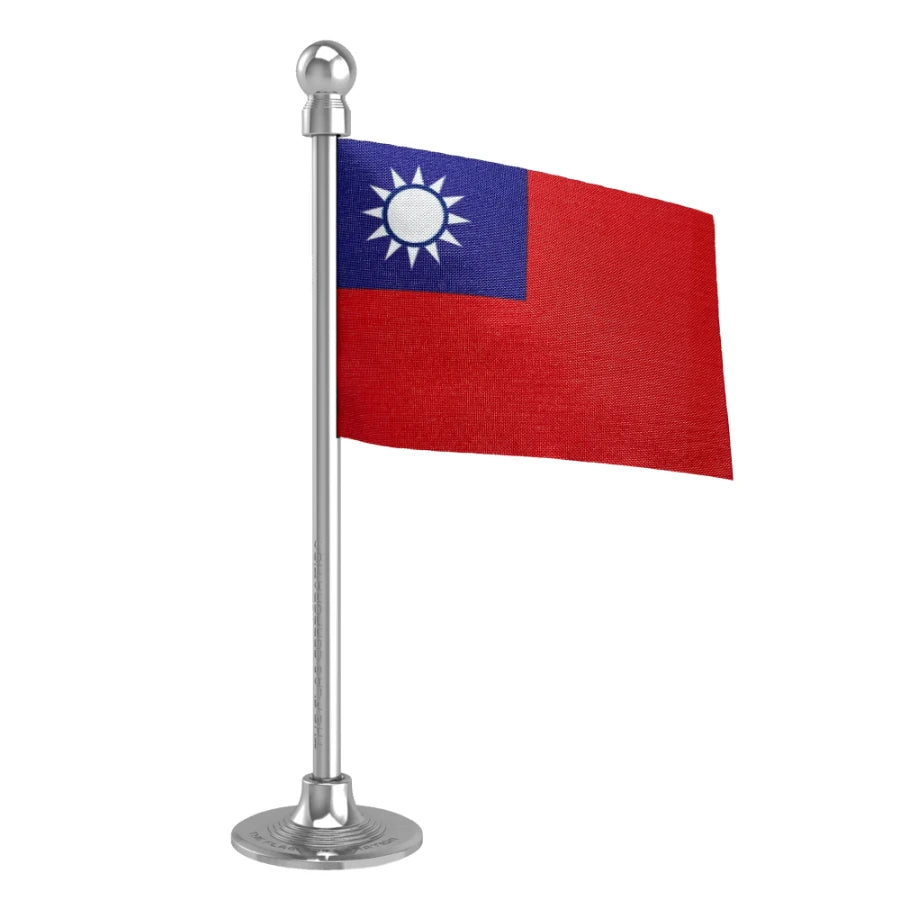 Taiwan Car Dashboard Flag of 2in x 3in With A Steel or Plastic Base