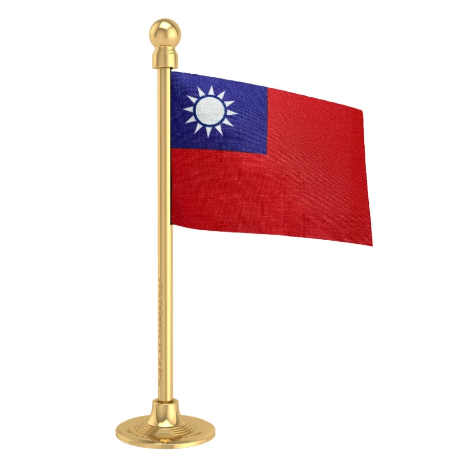 Taiwan Car Dashboard Flag of 2in x 3in With A Steel or Plastic Base