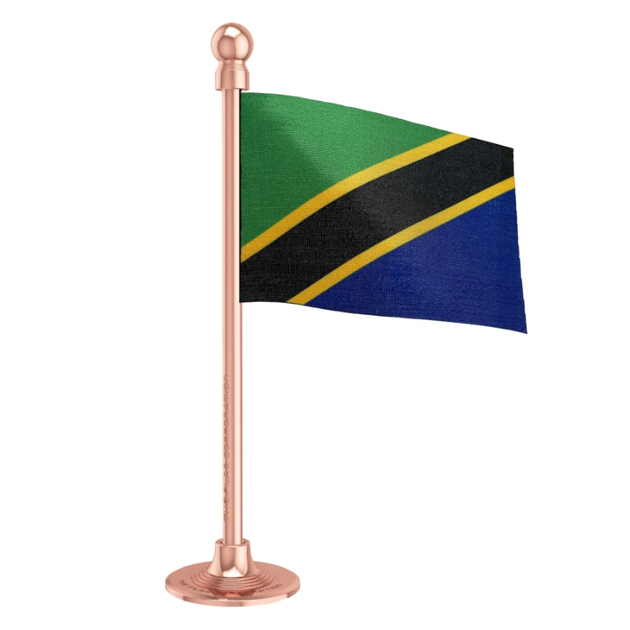 Tanzania Car Dashboard Flag of 2in x 3in With A Steel or Plastic Base