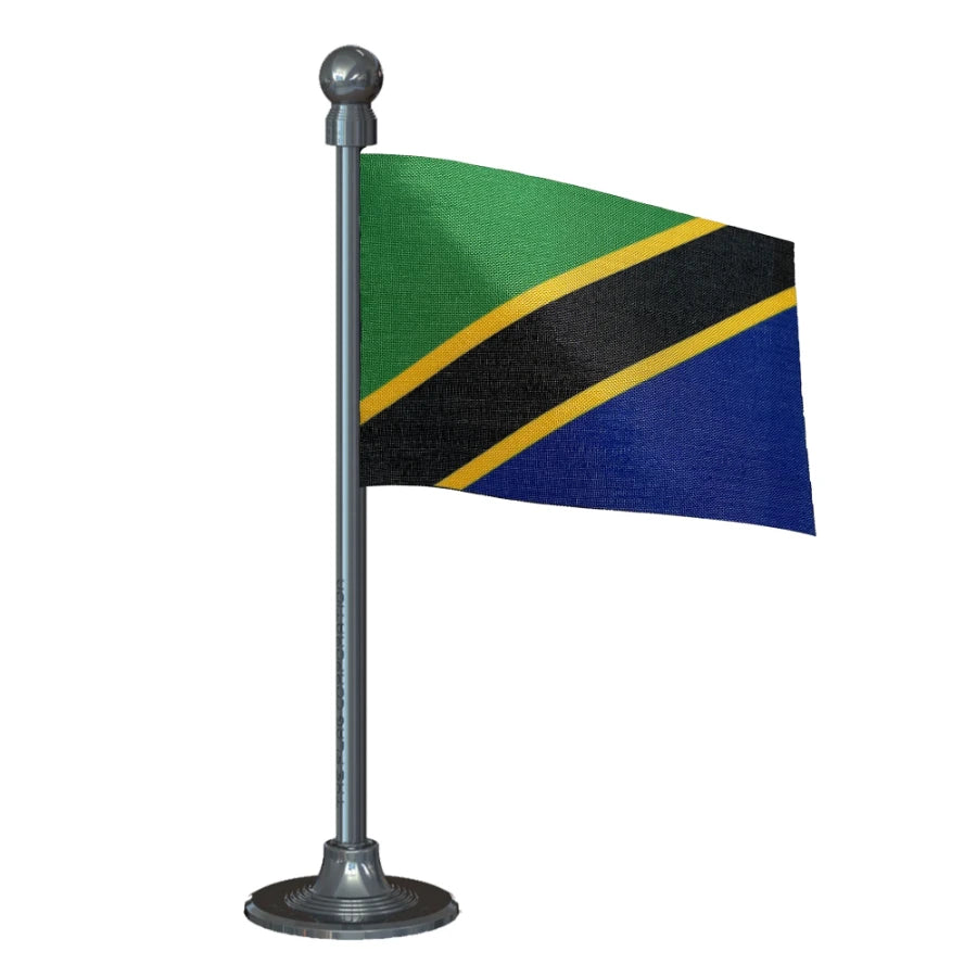 Tanzania Car Dashboard Flag of 2in x 3in With A Steel or Plastic Base