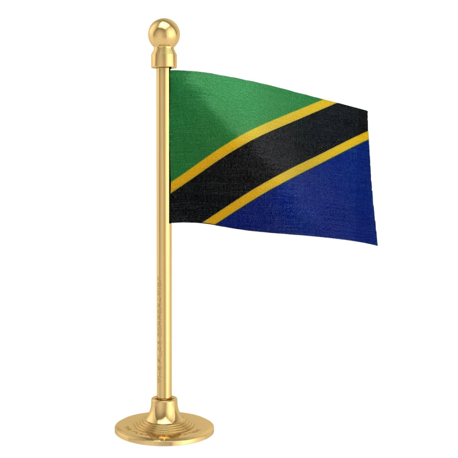 Tanzania Car Dashboard Flag of 2in x 3in With A Steel or Plastic Base