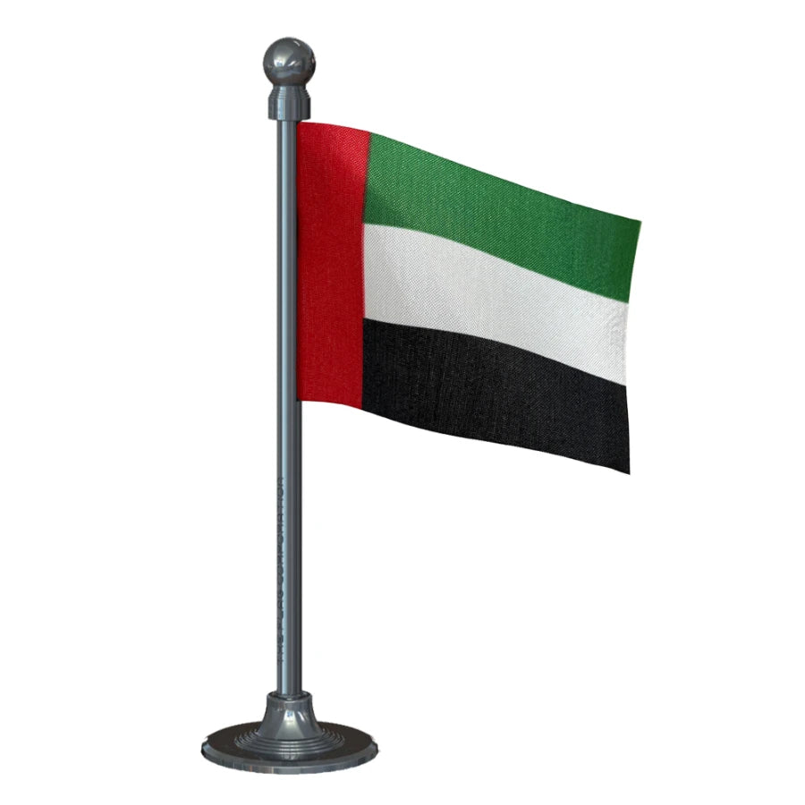 UAE United Arab Emirates Car Dashboard Flag of 2in x 3in With A Steel or Plastic Base