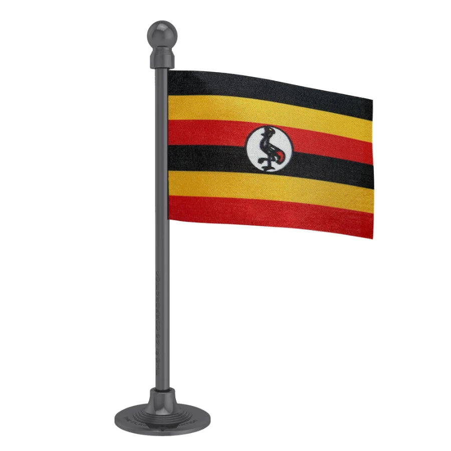 Uganda Car Dashboard Flag of 2in x 3in With A Steel or Plastic Base
