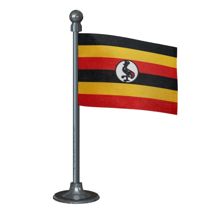 Uganda Car Dashboard Flag of 2in x 3in With A Steel or Plastic Base
