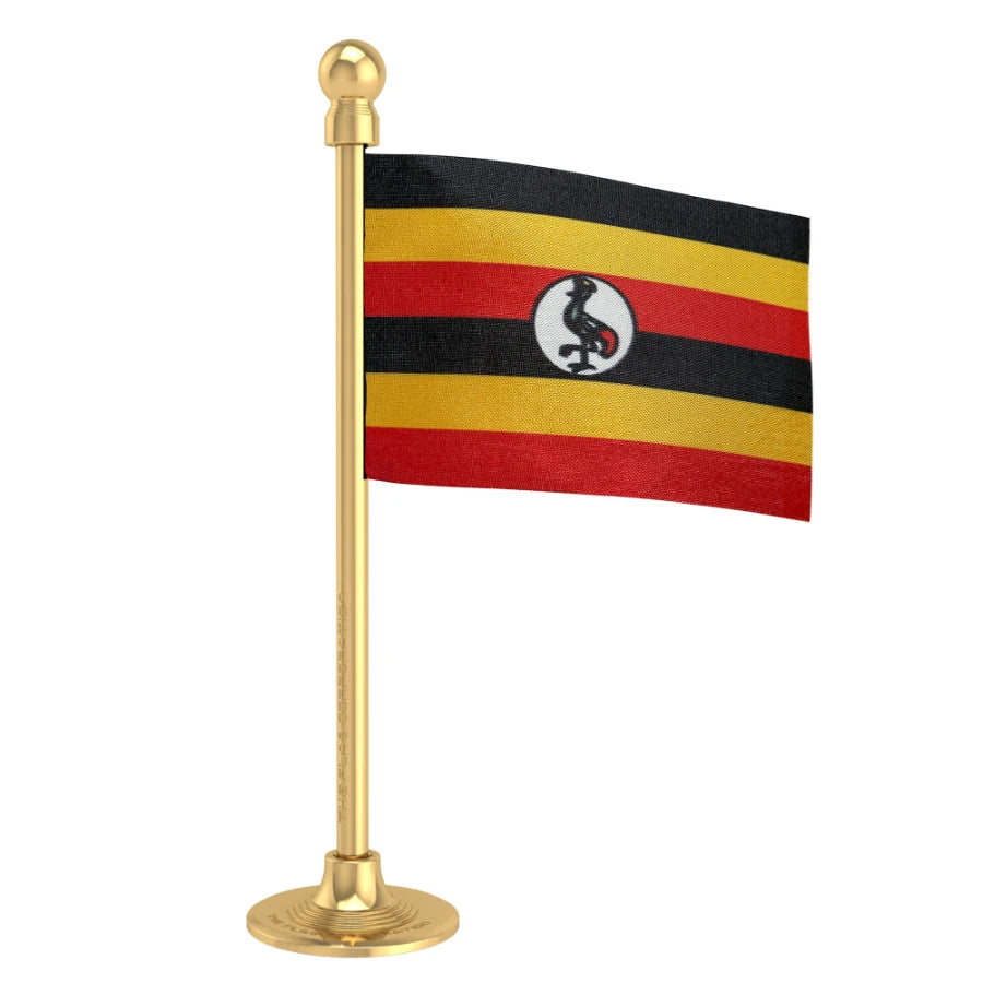 Uganda Car Dashboard Flag of 2in x 3in With A Steel or Plastic Base