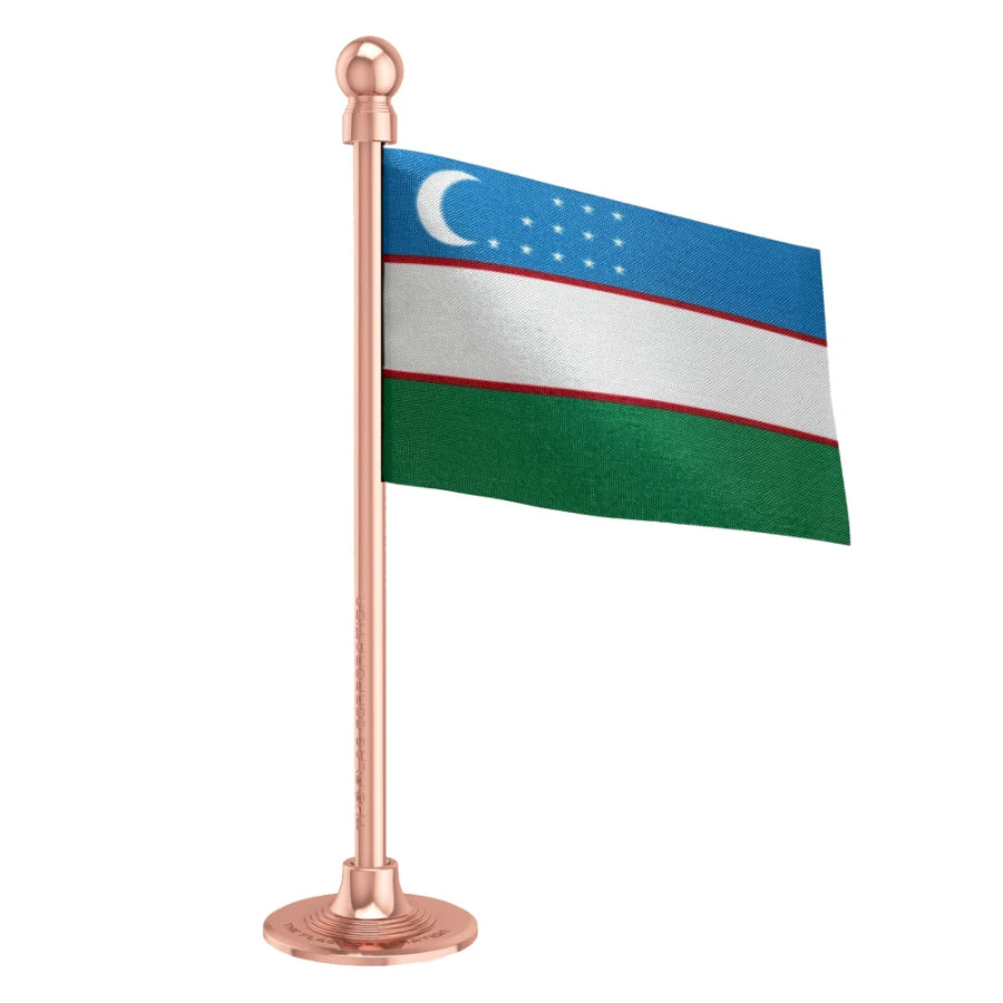 Uzbekistan  Car Dashboard Flag of 2in x 3in With A Steel or Plastic Base